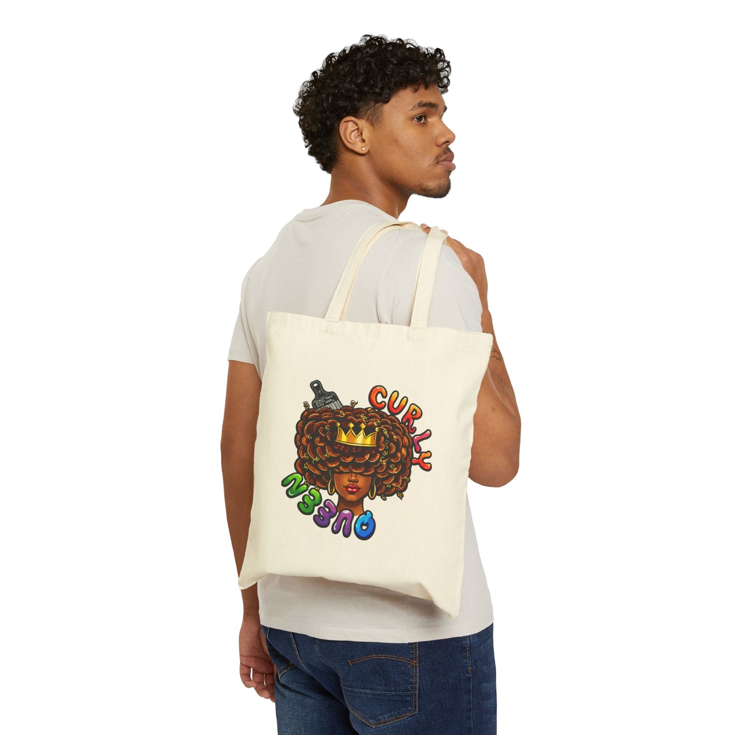 Curly Girl Canvas Tote Bag
