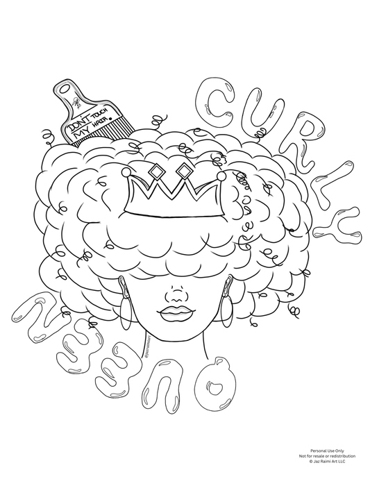 Curly Girl Coloring Page